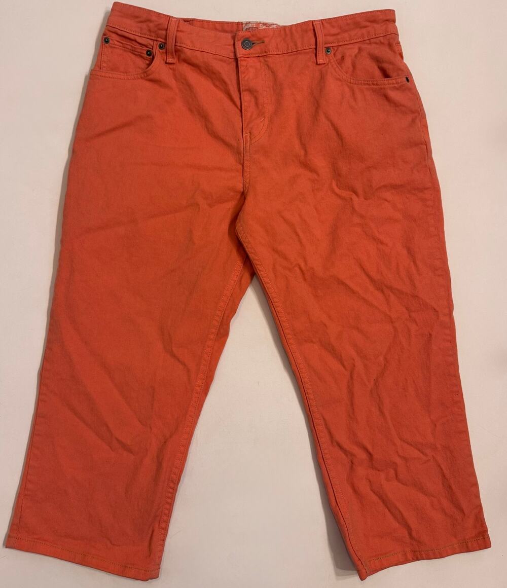 Levi Strauss Signature Stretch Denim Capri Orange Size 14 Misses